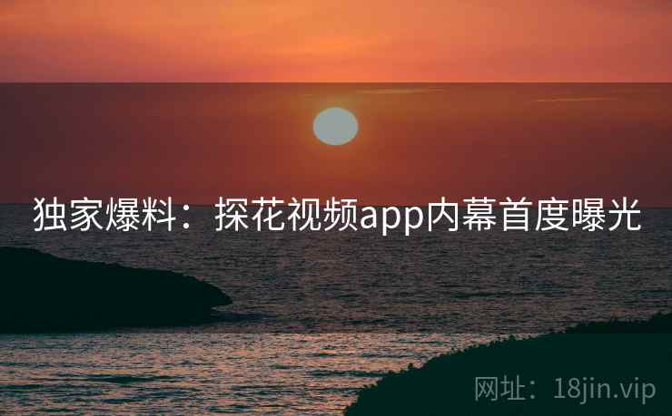 独家爆料：探花视频app内幕首度曝光